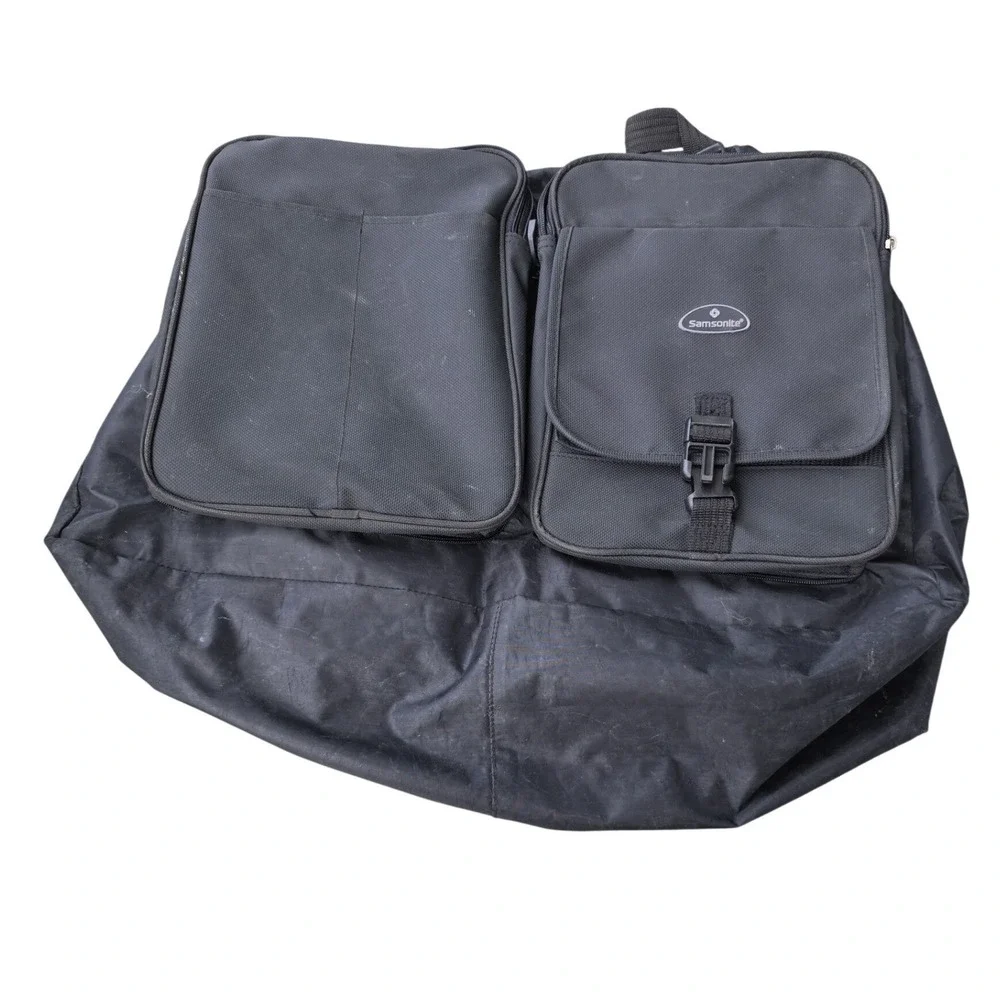 Samsonite Black Nylon Travel Duffel Bag Multi Pocket Organizer Week Carry On Z2